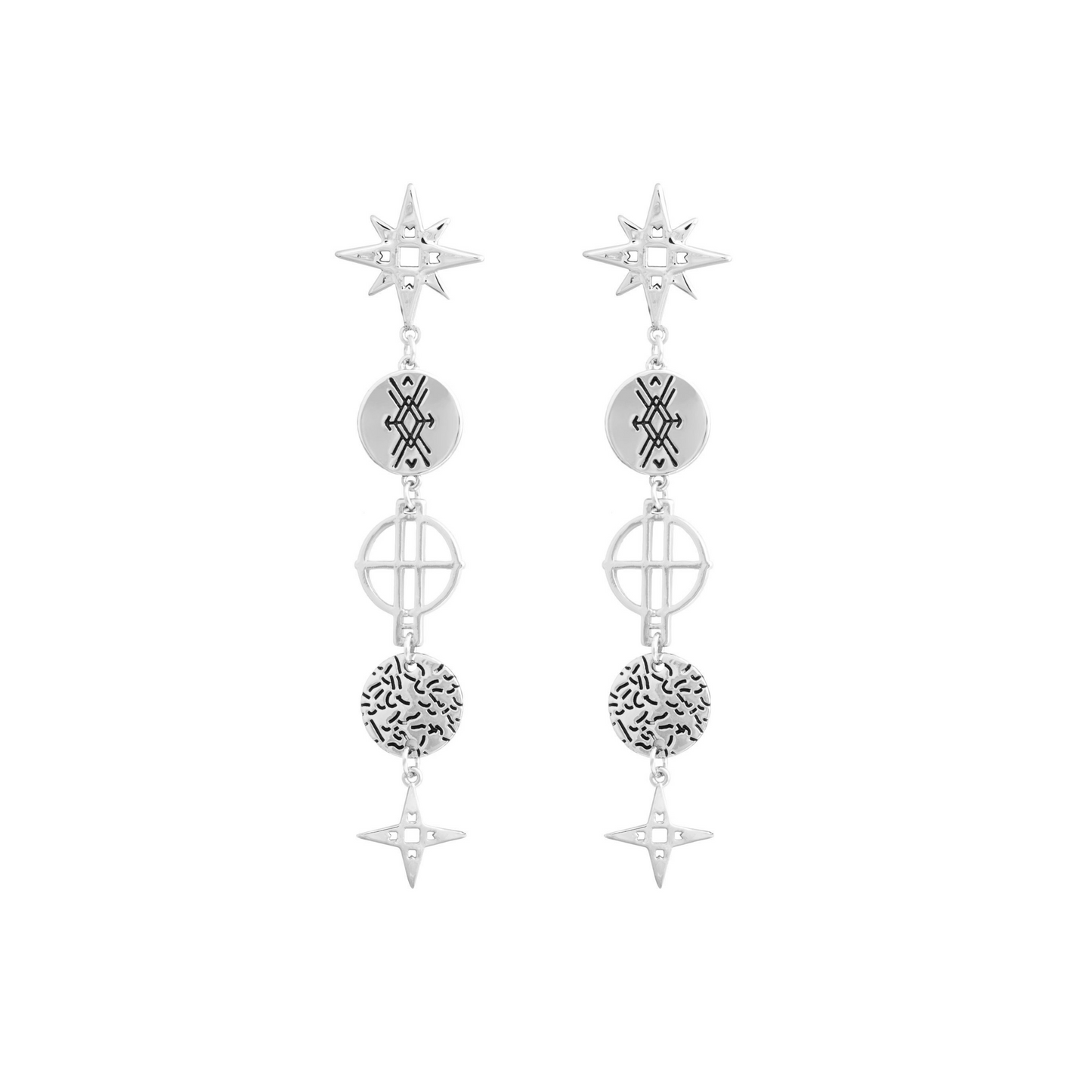 Star Drop Earrings | Platinum