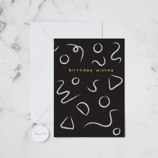 BIRTHDAY WISHES BLACK FOIL GREETING CARD (161)