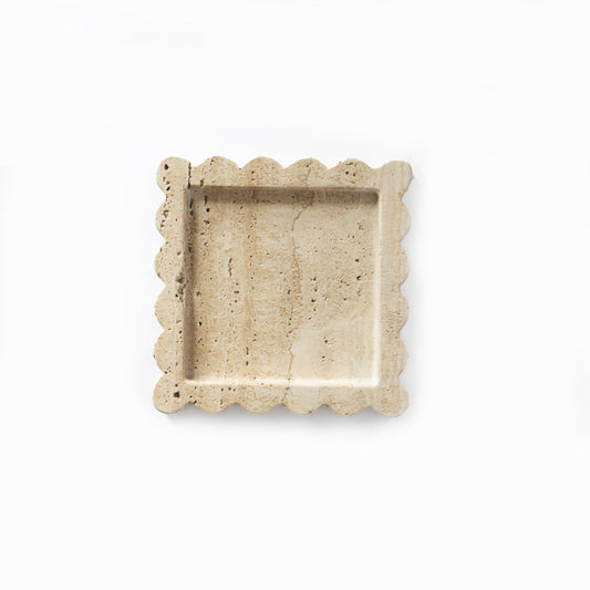 Travertine scalloped tray