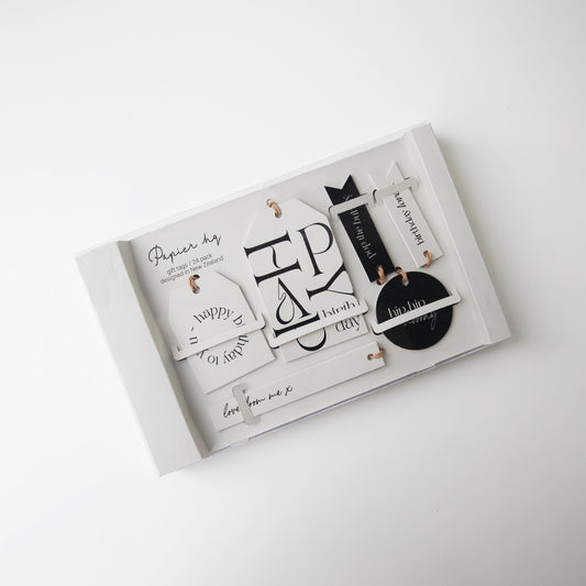 BIRTHDAY TYPOGRAPHY BOXED GIFT TAGS