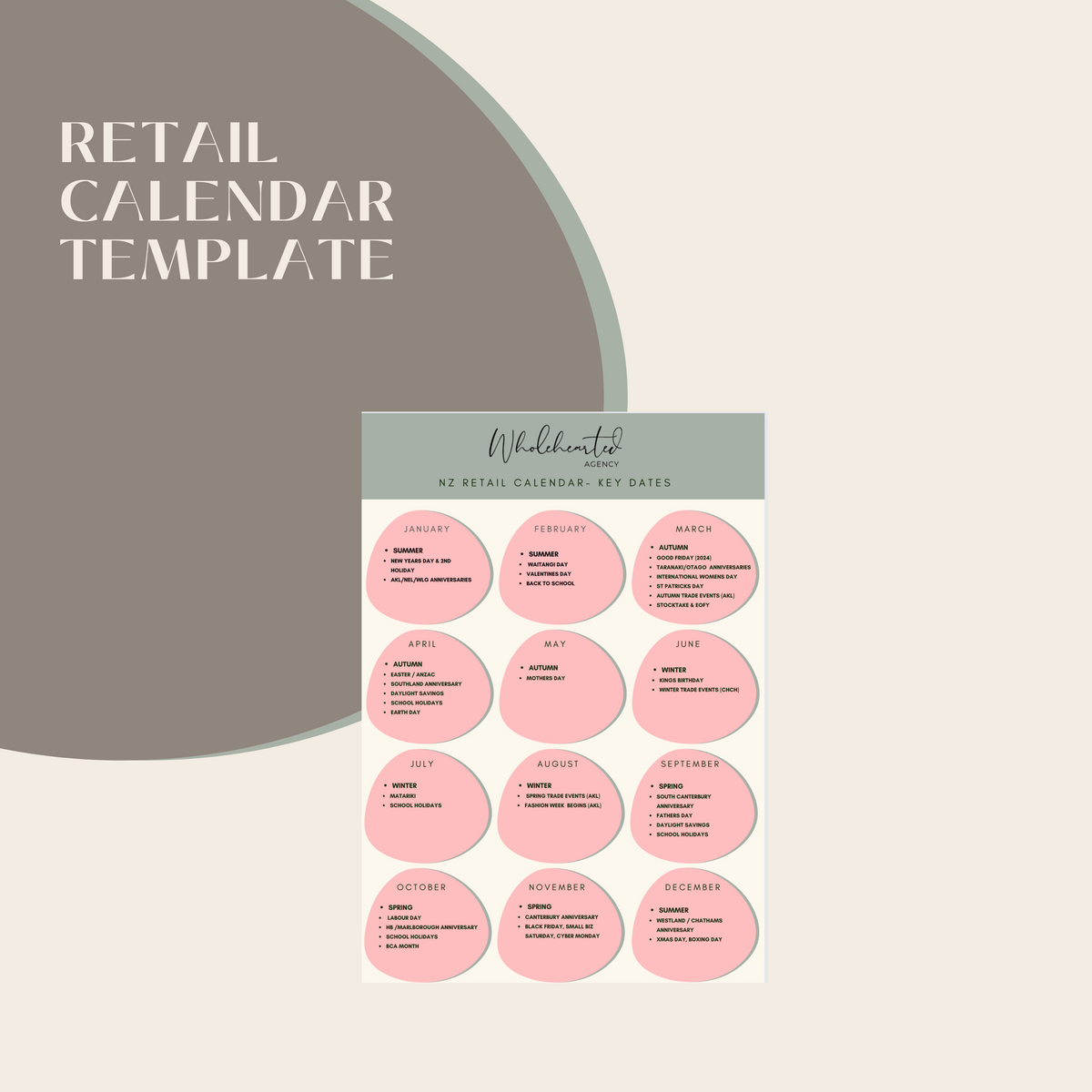 Retail Roster Calendar FREE Downloadable RETAIL Calendar – Wholehearted Agency